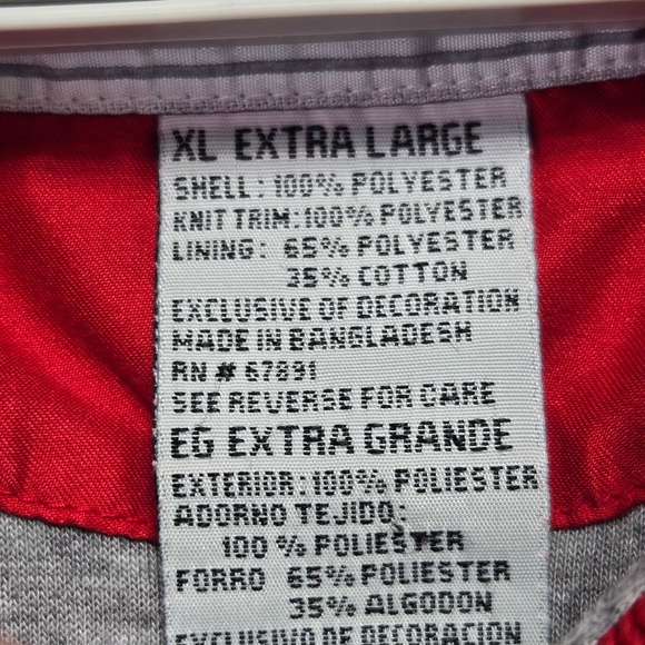 Ohio State Buckeyes Red Pullover Windbreaker Jacket Mens XL V-Neck Insulated - Picture 4 of 12